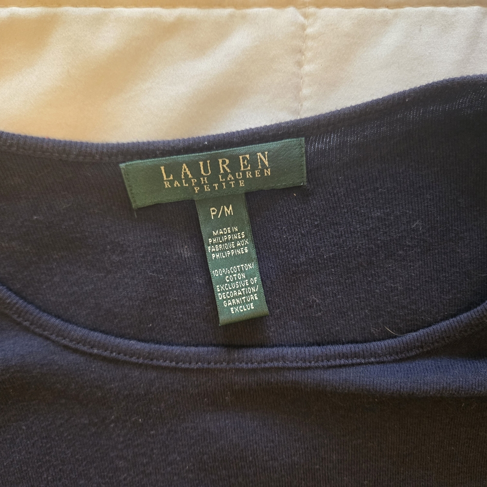 Lauren Ralph Lauren Petite Navy Cotton Top